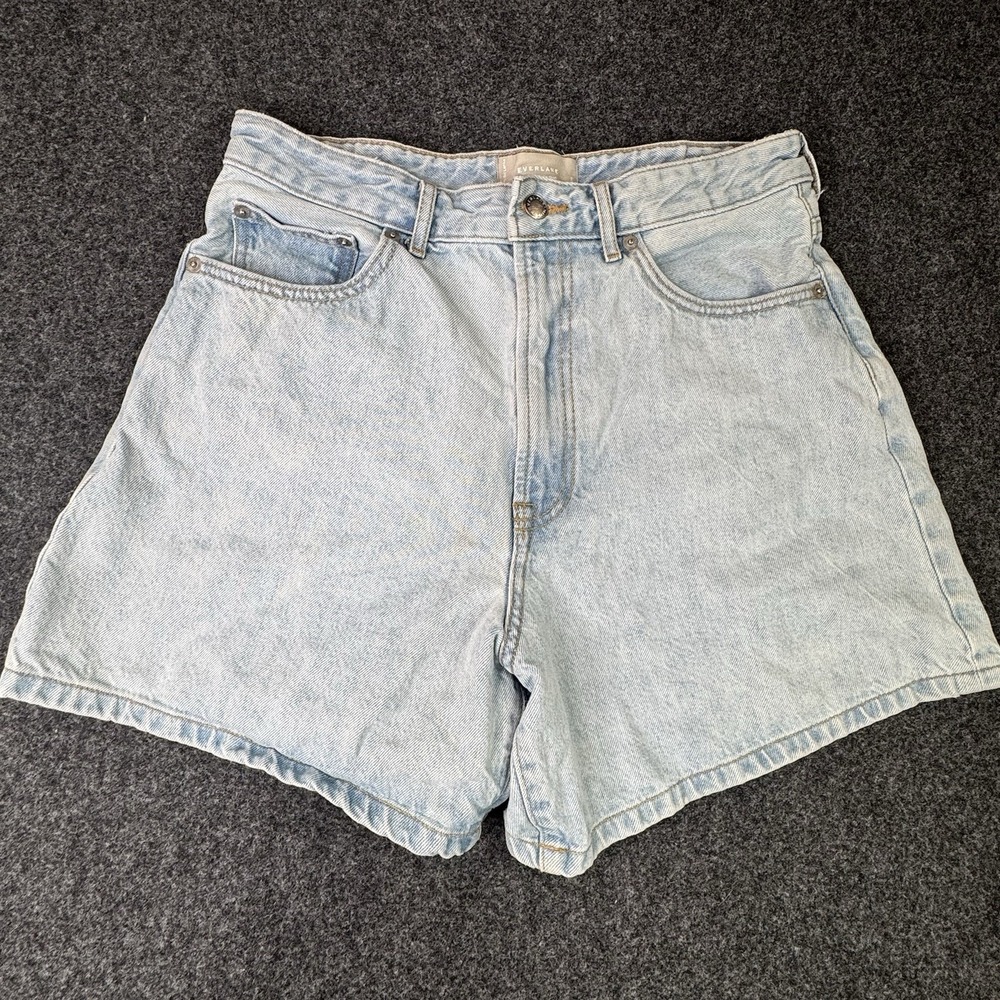 Everlane The A-Line Denim Shorts Womens 29 Light Wash Organic Cotton High Rise